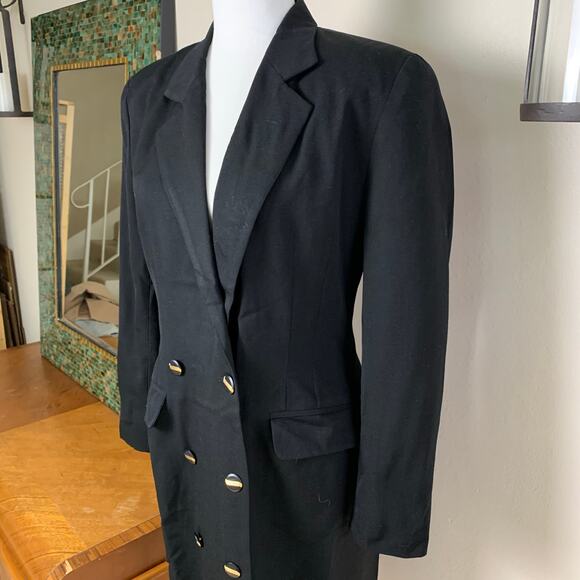Vintage Llyod Williams Sz 8 Double Breasted Blazer Dress Coat  Black Minimalist - Picture 3 of 8